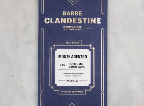 Barre Clandestine - Tablette de chocolat noir grand cru - Monte Adentro 77% - bean to bar