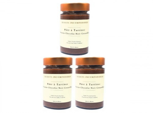 Secrets Incomparables - Pâte à Tartiner Noisette du Piémont IGP Chocolat Noir Croustillant (Offre -5%: 200gx3)