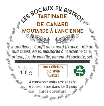 Les Bocaux du Bistrot - Tartinade de canard, moutarde à l'ancienne