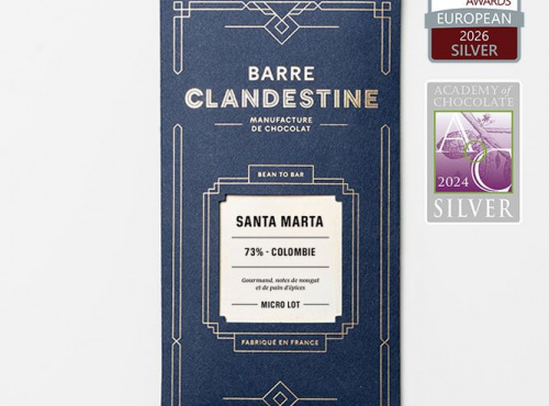 Barre Clandestine - Tablette de chocolat noir grand cru - Santa Marta 73%, Colombie - bean to bar