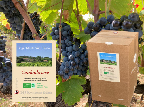 Château Saint Estève d'Uchaux - 10 L Côtes du Rhône Villages Rouge BIO - Fontaine à vin/Bag in Box "Couloubrière"