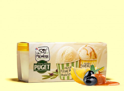 Glaces La Mémère - Glace fleur de lait huile d'olive et
fleur de lait huile d'olive touche caramel citron 2x120ml