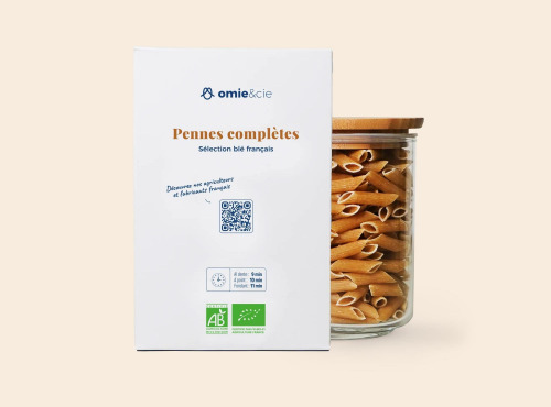 Omie - DESTOCKAGE - Penne de blé dur complet - 500 g