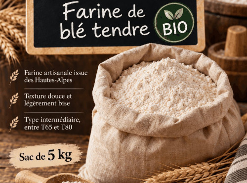 L'OLIVERAIE DU COUDON - FARINE DE BLÉ TENDRE BIO ( HAUTES ALPES ) 5KG
