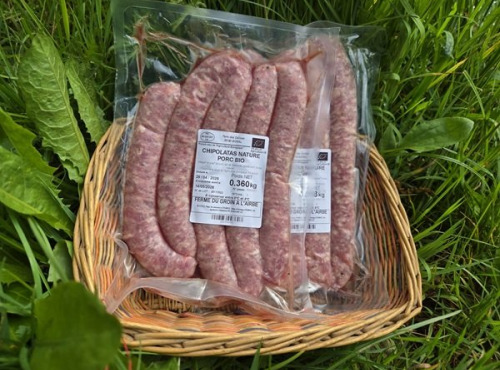Ferme du Groin à L’Airbe - 5 Chipolatas natures  de porc plein air bio