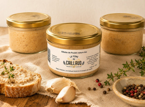La ferme du Caillaud - Colis de 6 rillettes de poulet BIO nature – 6 × 190 g