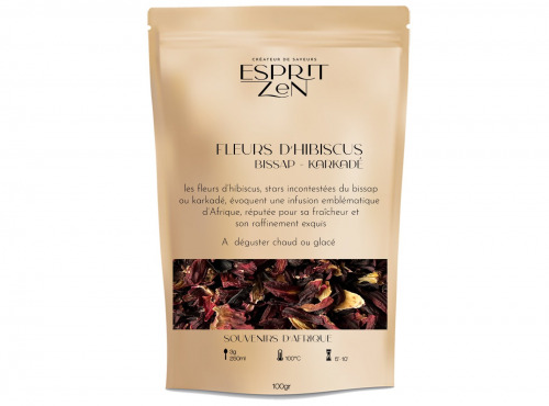 Esprit Zen - Fleurs d'Hibiscus - Bissap - Karkadé - Sachet zip 100g