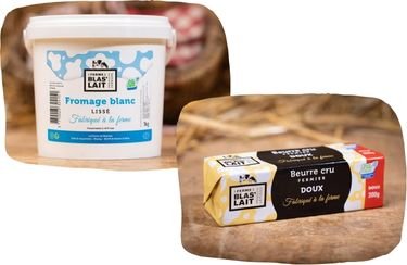 La Ferme de Blas'Lait - Lot Fromage blanc lissé 1kg + Beurre cru Fermier Doux