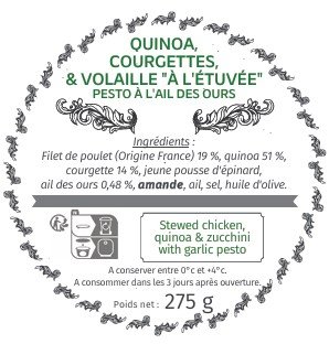 Les Bocaux du Bistrot - Quinoa, Courgettes & volaille "à l'étuvée" pesto à l'ail des ours