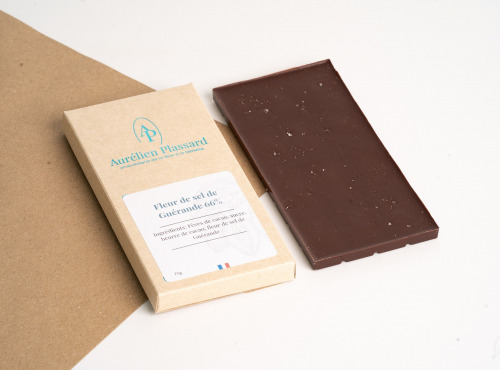 Aurélien Plassard Chocolatier - Tablette noir 66% fleur de sel de Guérande