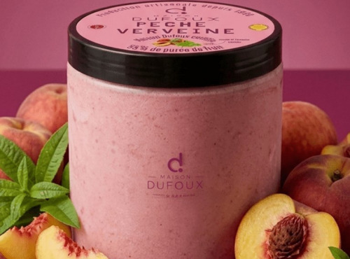 Maison Dufoux - Glace pêche verveine 55% de purée de fruit