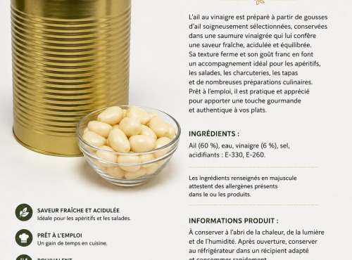 L'OLIVERAIE DU COUDON - AIL AU VINAIGRE – BOÎTE 4 KG