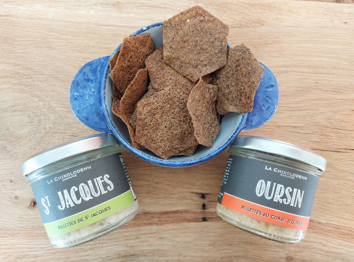 La Chikolodenn - L'en-cas breton : des tuiles 100% sarrasin Bio 2 rillettes de poisson Bio & 3 plats individuels 280g