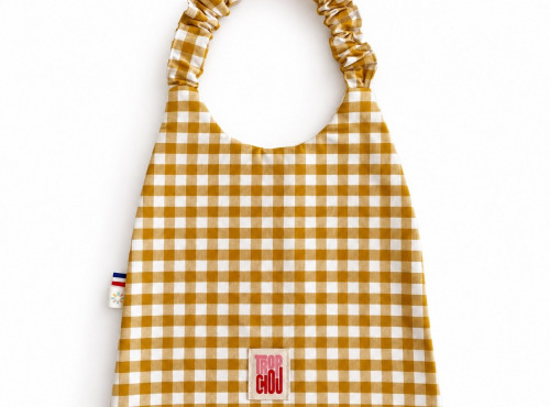 Timouny - Bavoir serviette élastique Vichy Curry « Trop chou »