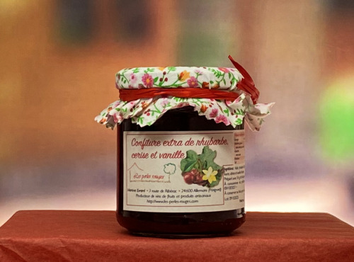 Les Perles Rouges - Confiture Extra de Rhubarbe Cerise à la Vanille Bourbon
