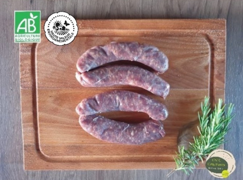 Ferme GAEC Côte Pardin - [SURGELE] 16 Saucisses façon Toulouse de boeuf BIO Race Aubrac - BARBECUE