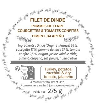 Les Bocaux du Bistrot - Filet de dinde, pomme de terre, courgettes & tomates confites, piment jalapeño