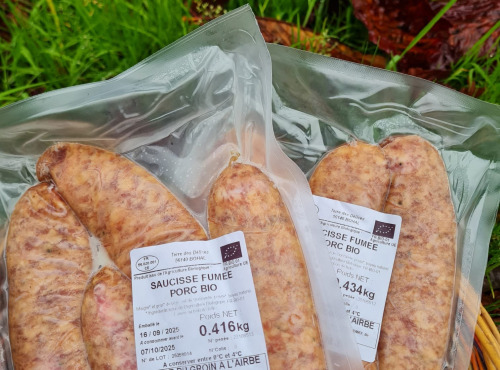 Ferme du Groin à L’Airbe - 4 saucisses fumées bio de porc plein air