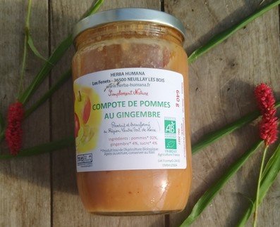 HERBA HUMANA - Compote de pomme gingembre - 6 x 640g