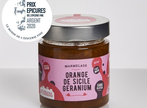 Les Délices de l’Ogresse - Marmelade Bio Orange de Sicile et Géranium 220g DDM 6mois