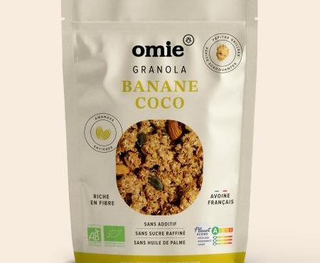 Omie - Granola banane noix de coco - avoine français - 330 g