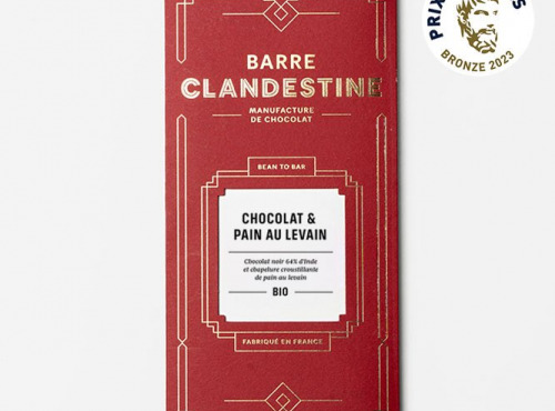 Barre Clandestine - Tablette de chocolat noir  & Pain au levain - bean to bar