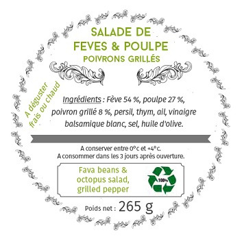 Les Bocaux du Bistrot - Salade de fèves et poulpe, poivrons grillés