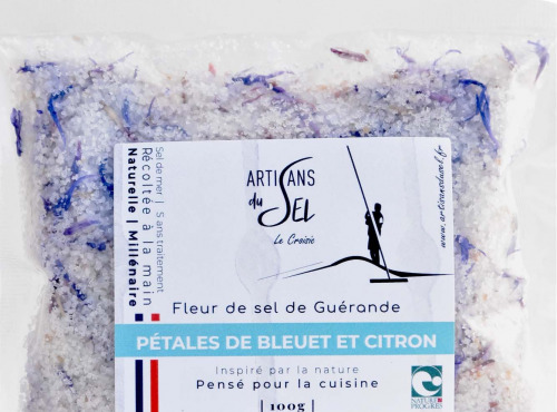 Artisans du Sel - Fleur de Sel de Guérande aux Pétales de Bleuet & Citron Bio – Sachet 100g | Artisans du Sel