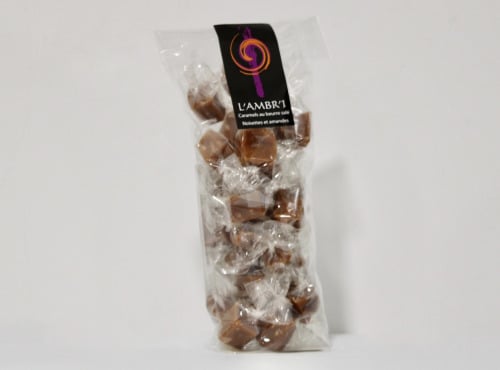 L'AMBR'1 Caramels et Gourmandises - Caramel Aux Noisettes Et Amandes - Sachet De 130g