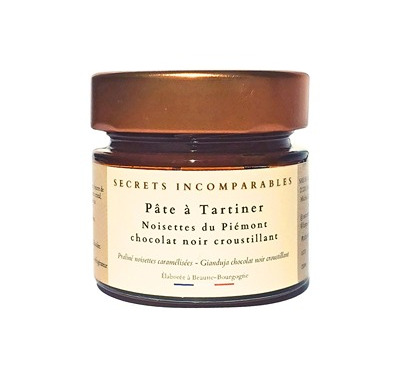 Secrets Incomparables - Pâte à Tartiner Noisette du Piémont IGP Chocolat Noir Croustillant 100g