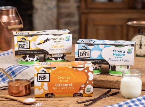 La Ferme de Blas'Lait - Lot Crèmes desserts Caramel beurre salé x4 + nature sucrés x4 + vanille x4
