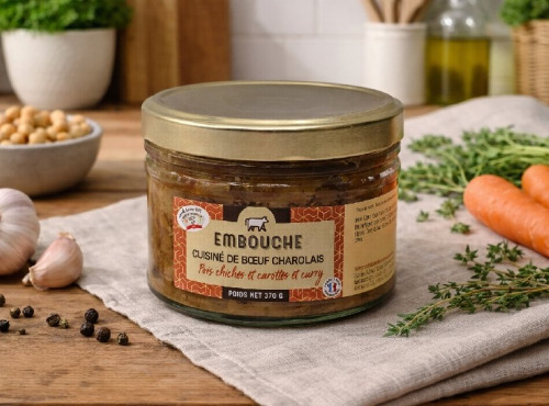 La Maison du Charolais - Cuisiné de Bœuf  AOP Bœuf de Charolles aux carottes, pois chiches et curry 370g