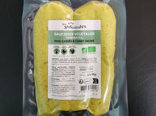 Les Saisissantes - Saucisses de pois cassés au curry jaune 55g - 6 paquets de 4