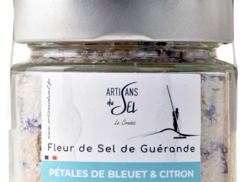 Artisans du Sel - Fleur de Sel de Guérande aux Pétales de Bleuet & Citron Bio – Verrine 85g | Artisans du Sel