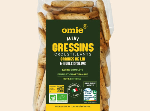 Omie - Gressins aux graines de lin bio - ingrédients italiens - 200 g