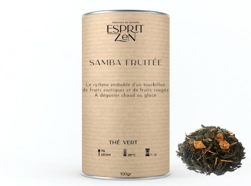 Esprit Zen - Thé Vert "Samba fruitée" - fruits de la passion - mirabelle - Boite 100g