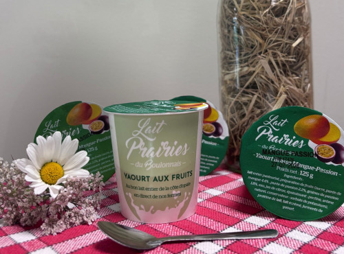 Lait Prairies du Boulonnais - Yaourt brassé Mangue-Passion - 4 x 125g