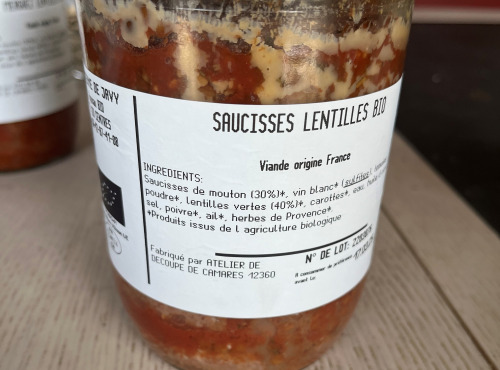 La ferme de Javy - saucisse lentilles bio