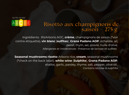 Les Bocaux du Bistrot - Risotto aux champignons de saison