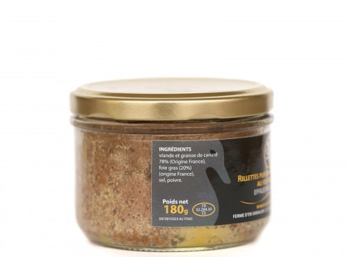 Esprit Foie Gras - Rillettes pur canard à l’ancienne au Foie Gras 20 % – effilochées à la main – 180 g