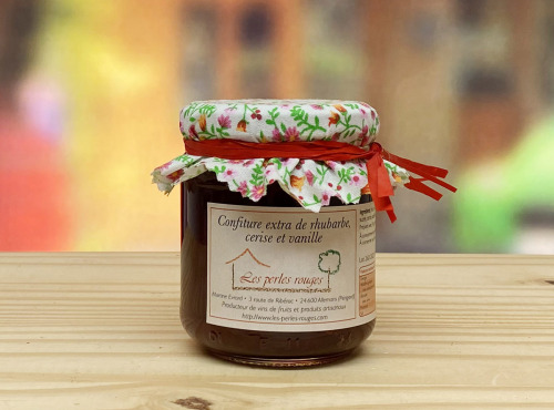 Les Perles Rouges - Confiture Extra de Rhubarbe Cerise à la Vanille Bourbon