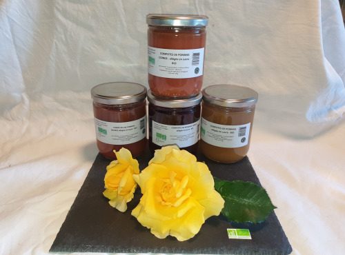 La Ferme du Montet - Colis de Compote BIO allégée en sucre - 4 produits de 420g