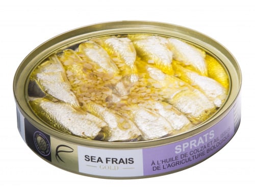 L'atelier Sea Frais - Sprats MSC dans l'huile de colza et ail d’origine biologique 120gx10