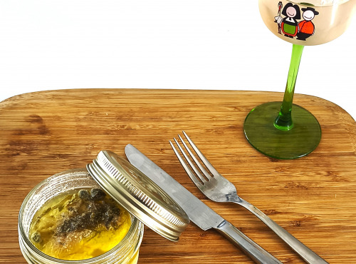 Traiteur Gourmet d'Alsace - Truite à la moutarde, oignons et capres au Vin Blanc 160Gr
