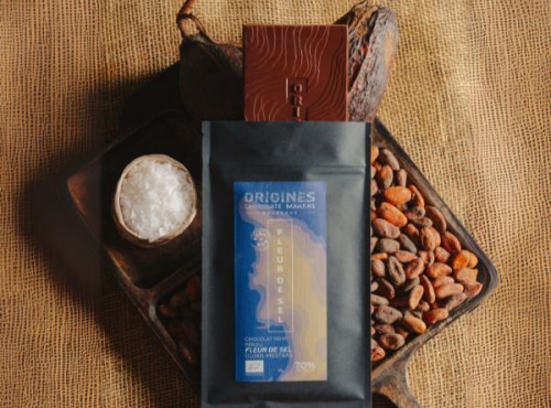 Chocolaterie Origines - Tablette BIO chocolat Noir 70% à la Fleur de Sel