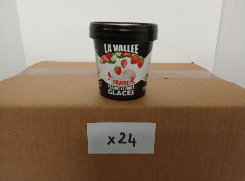 Les Glaces de la Vallée - PACK Mini yaourts glacés Fraise "la Vallée" 24 pots de 120 ml