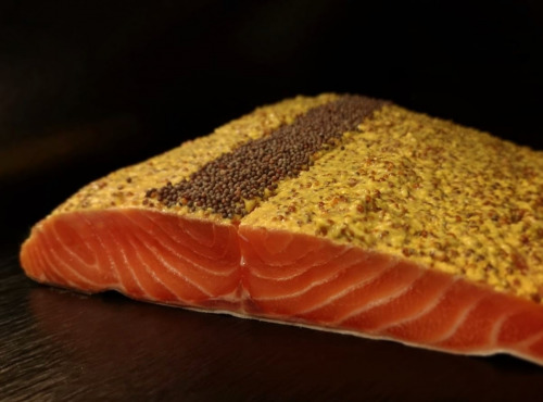 Thierry Salas, fumage artisanal - Pavé de saumon fumé, moutarde au miel et graines de moutarde brune - 200g