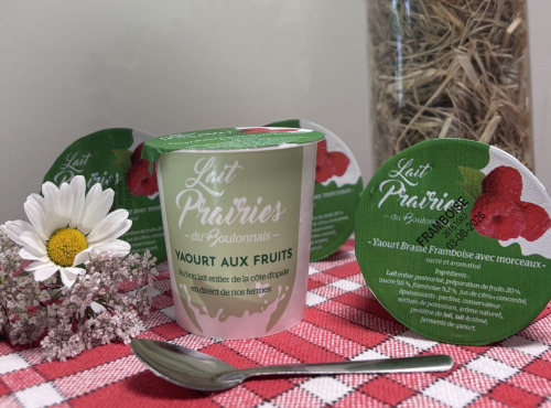 Lait Prairies du Boulonnais - Yaourt brassé à la framboise x4