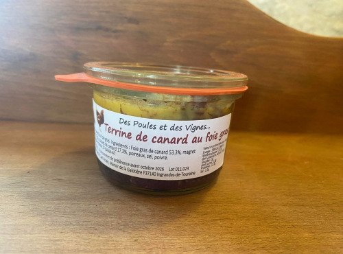 Des Poules et des Vignes à Bourgueil - Terrine de canard au foie gras (12 pots de 150 gr)