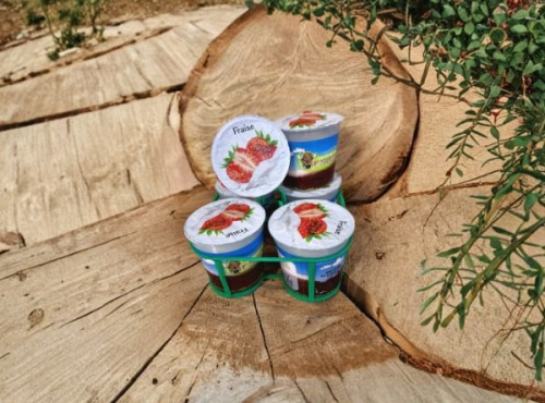 La Ferme de Labergement - Lot de 6 fromages blanc sur lit de fraise